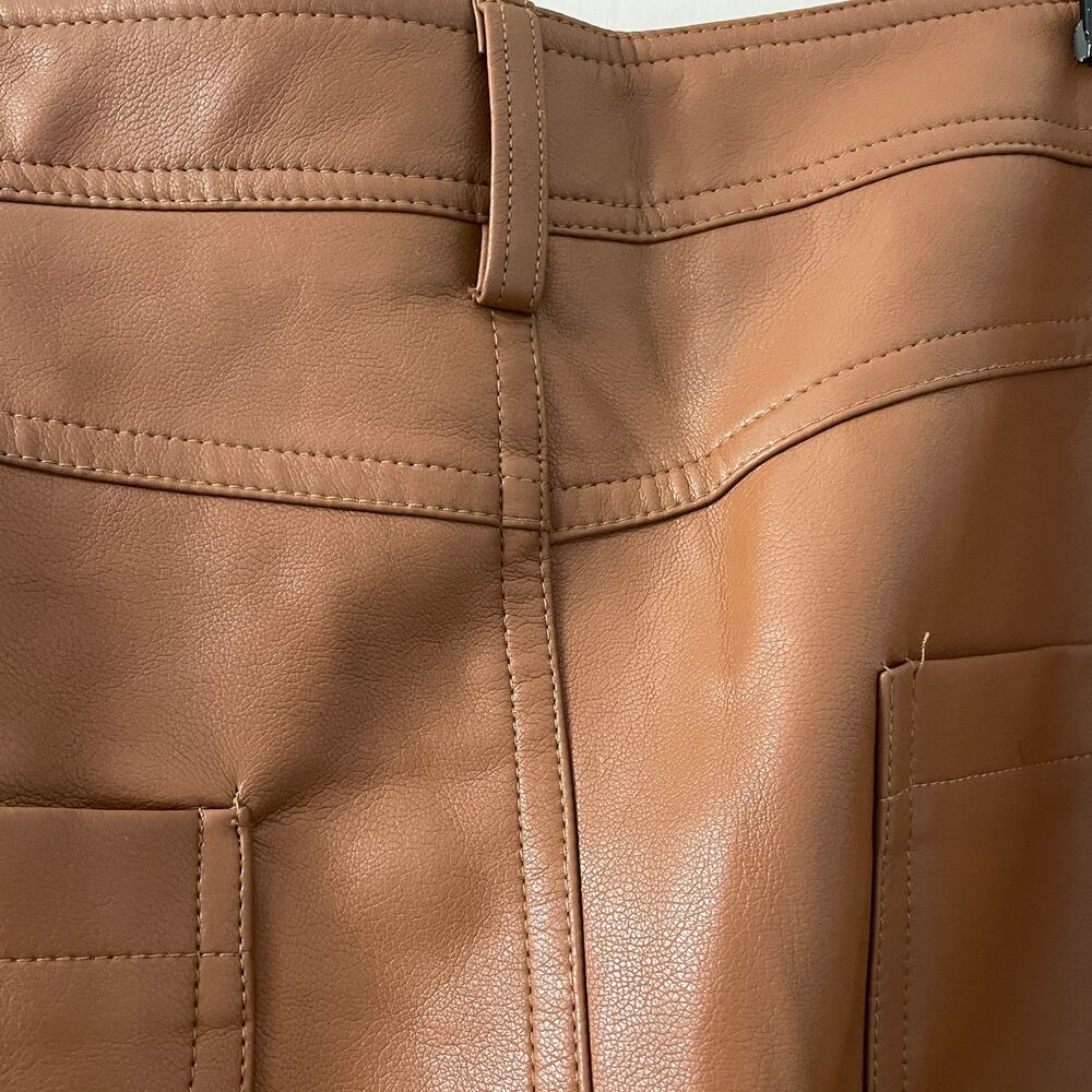 Sans Souci Faux leather High waist wide leg  pants Brown size S NWOT - Picture 6 of 11